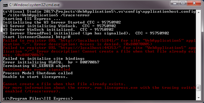 IIS Express Error