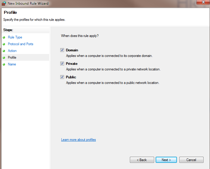 Windows Firewall Profile