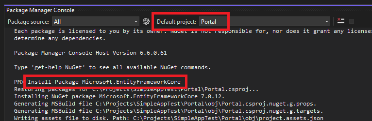 Install-Package Microsoft.EntityFrameworkCore