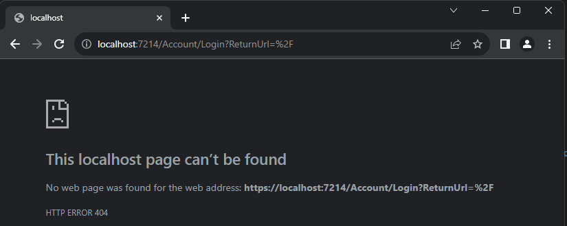 Localhost Page Can't Be Found